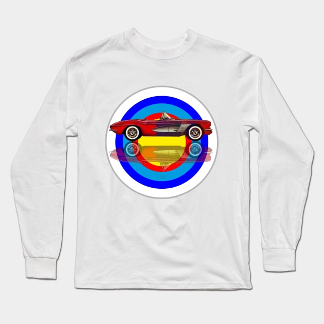 Red Corvette on target Long Sleeve T-Shirt by AaaahEeeekStudio